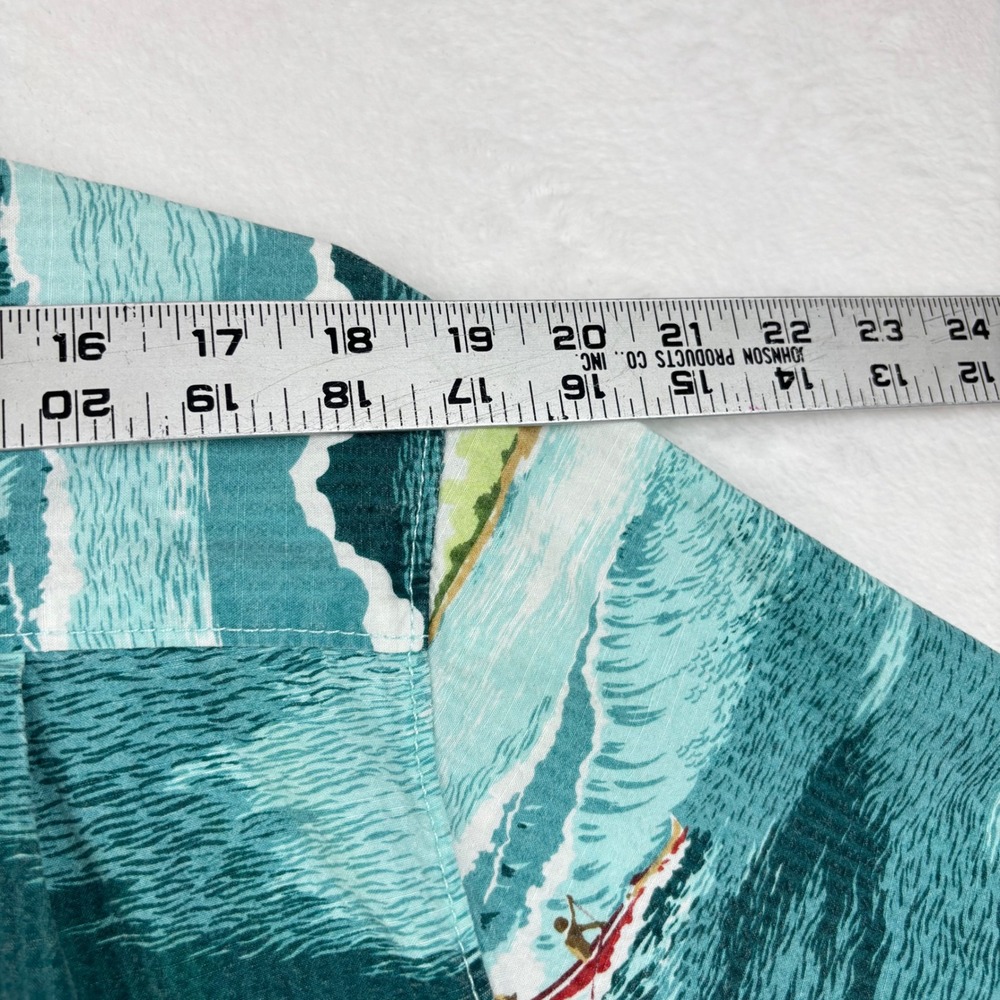 Tommy Bahama Relax Island Modern Fit Teal Tropical Surf Scene Shirt Mens Large - Picture 4 of 6